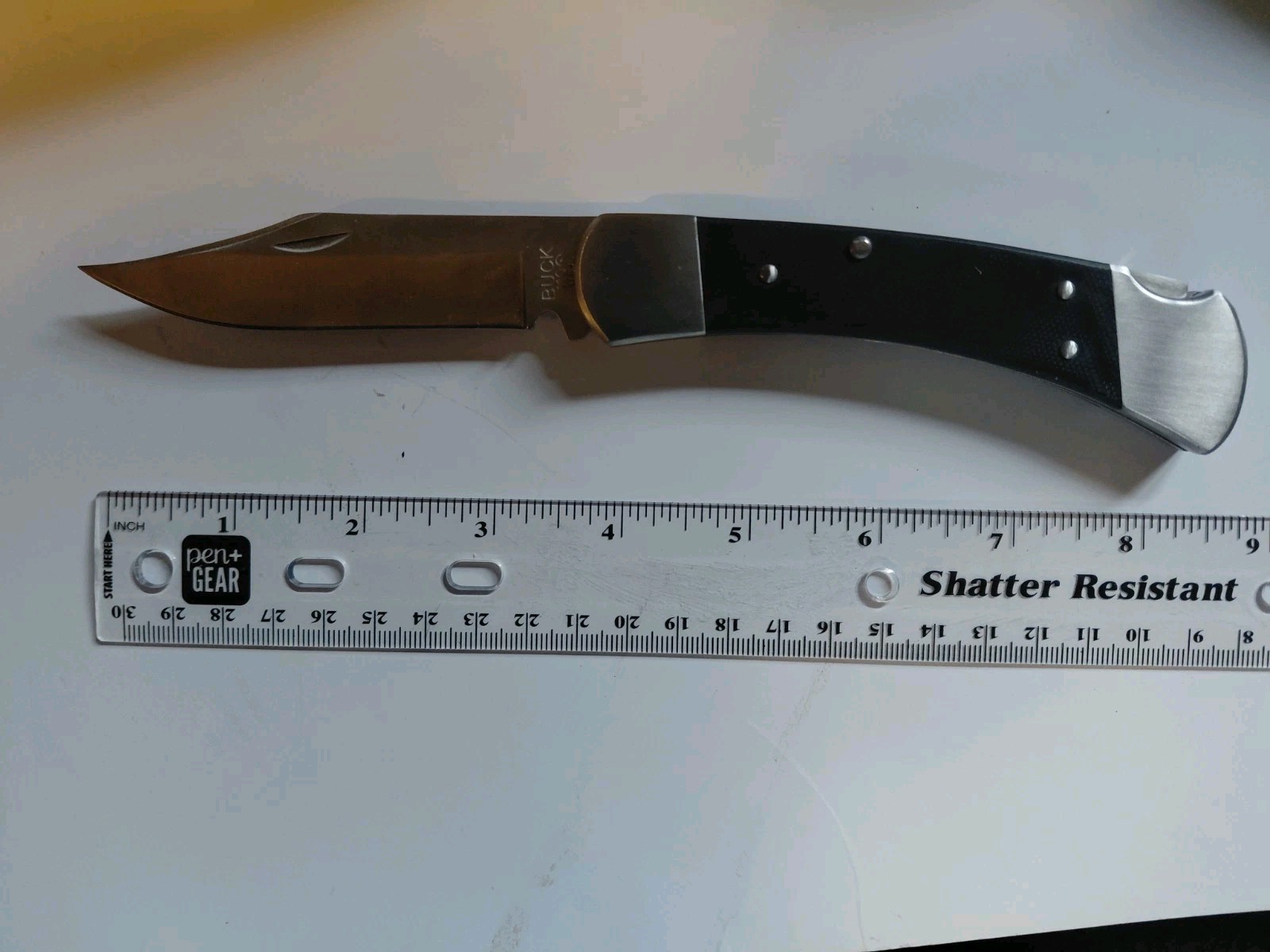 Buck 110 Folding Pocketknife Black Handle Steel Blade Lockback w/ Sheath & Box