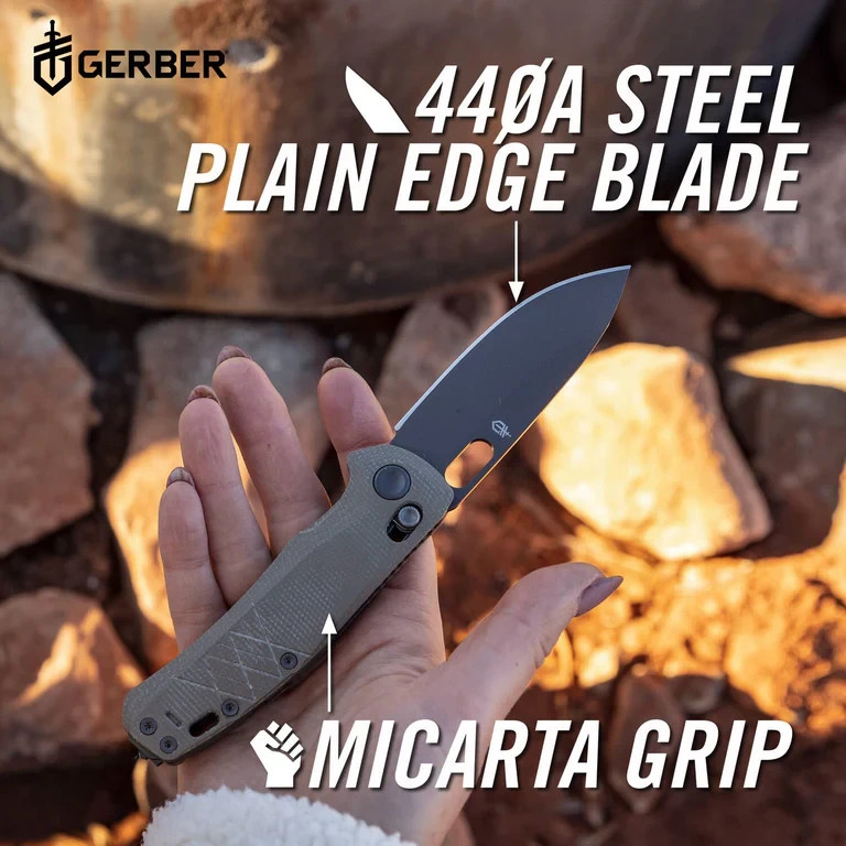 Gerber Scout Folding Pocket Knife Micarta Handle Drop Point Blade EDC Outdoor