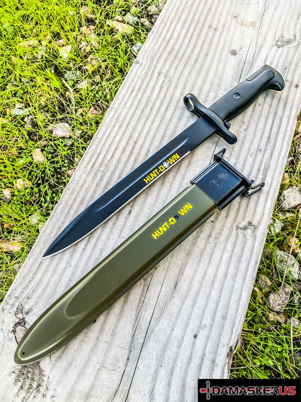 14″ Black M1 1943 OL US Rifle Bayonet Military Hunting Knife with Green Sheath