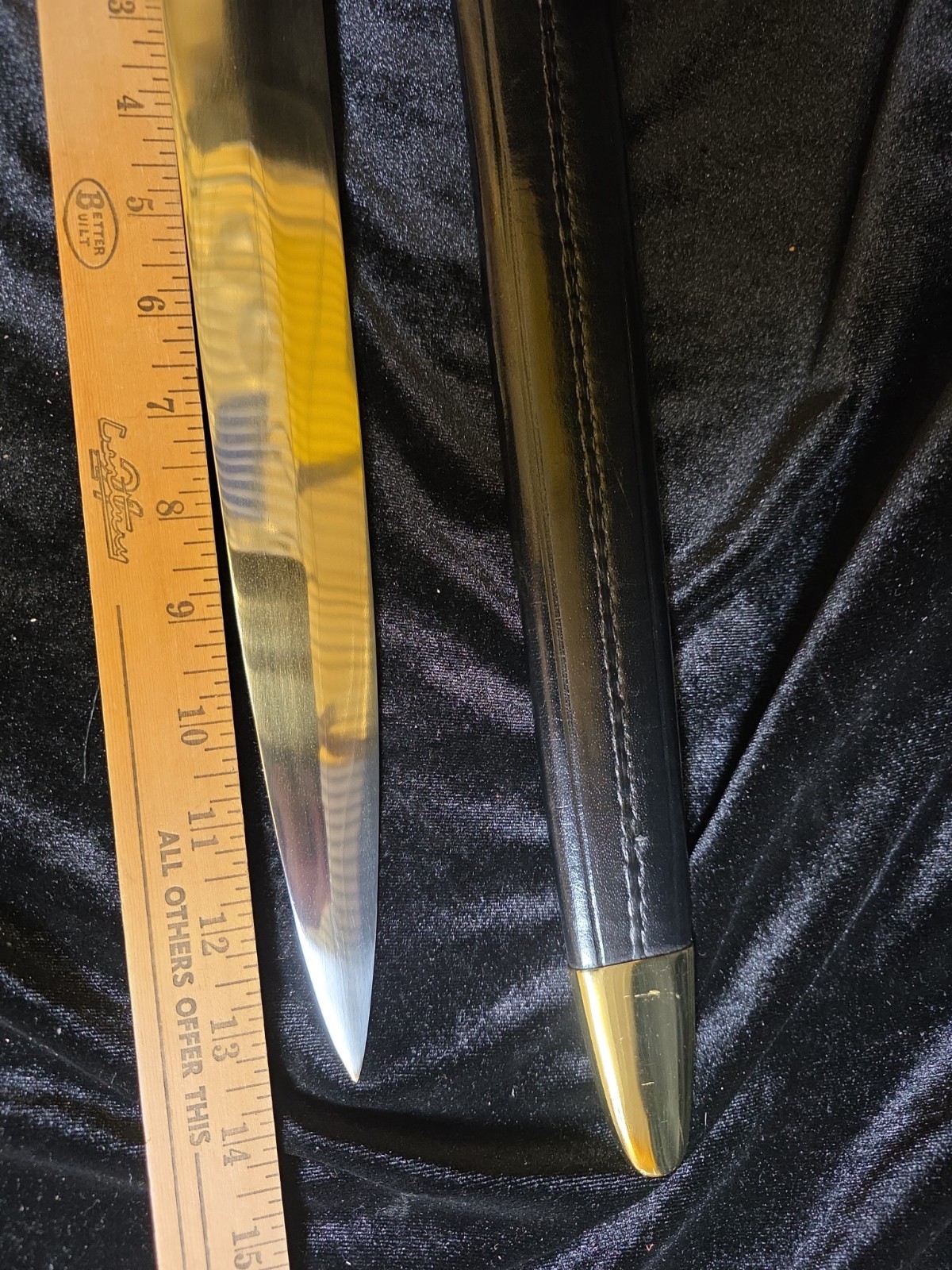 Vintage Windlass India Knife Wood Handle Leather Sheath 14″ Blade