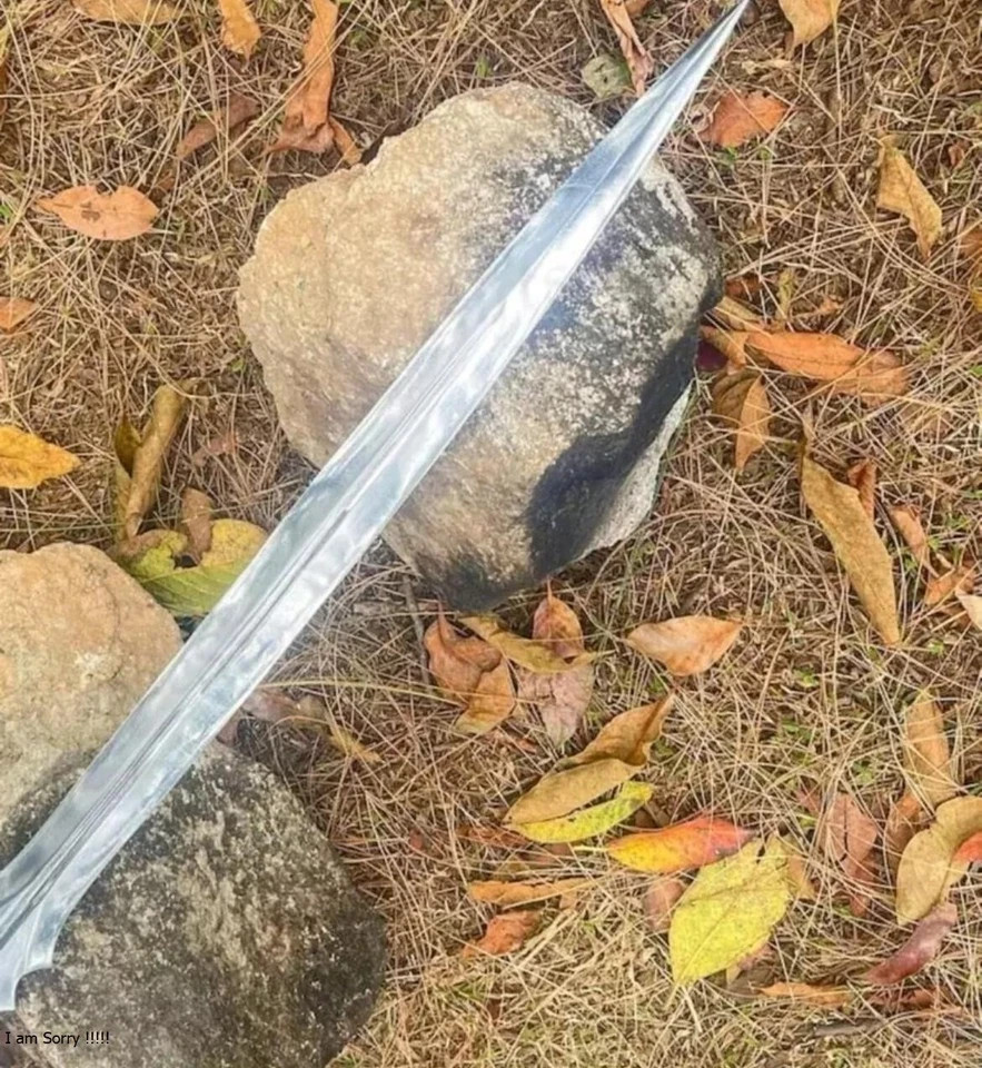36″ Straight Long Viking Sword | Handmade Carbon Steel Blade | Hunting | Camping