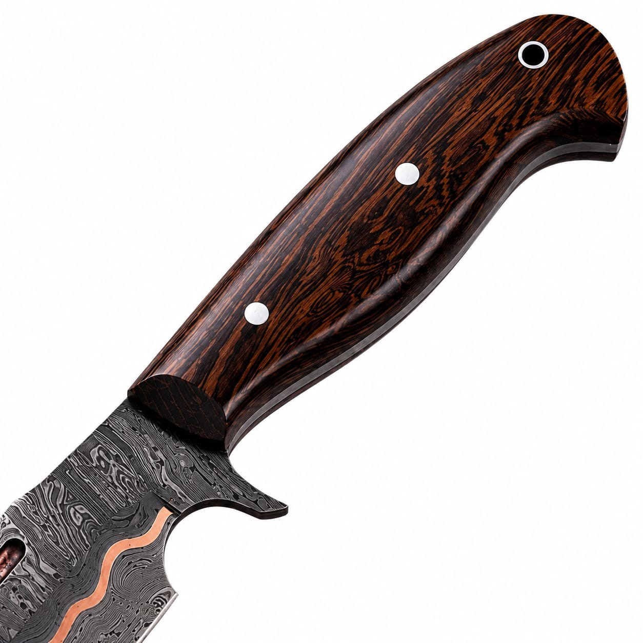 Premium Hand Forged Copper Dasmascus Steel Hunting Bowie Viking Saxon Seax Knife