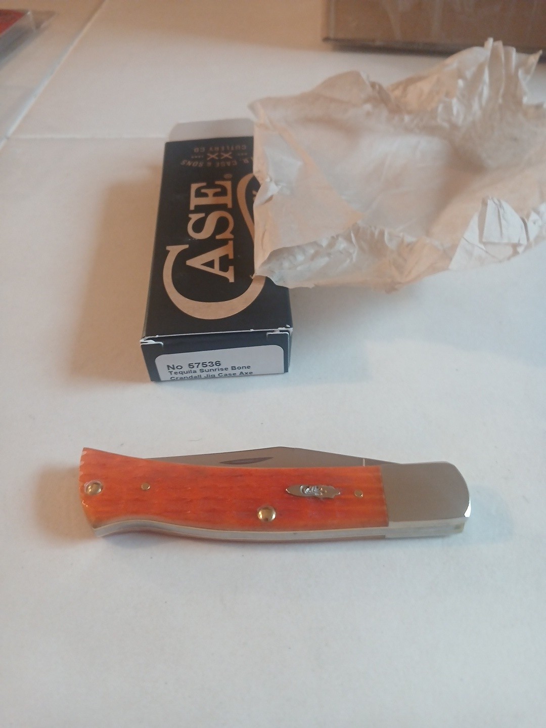 2026 CASE XX TEQUILA SUNRISE BONE CRANDALL JIGGED CASE AXE HANDLE BR61135 SS NIB