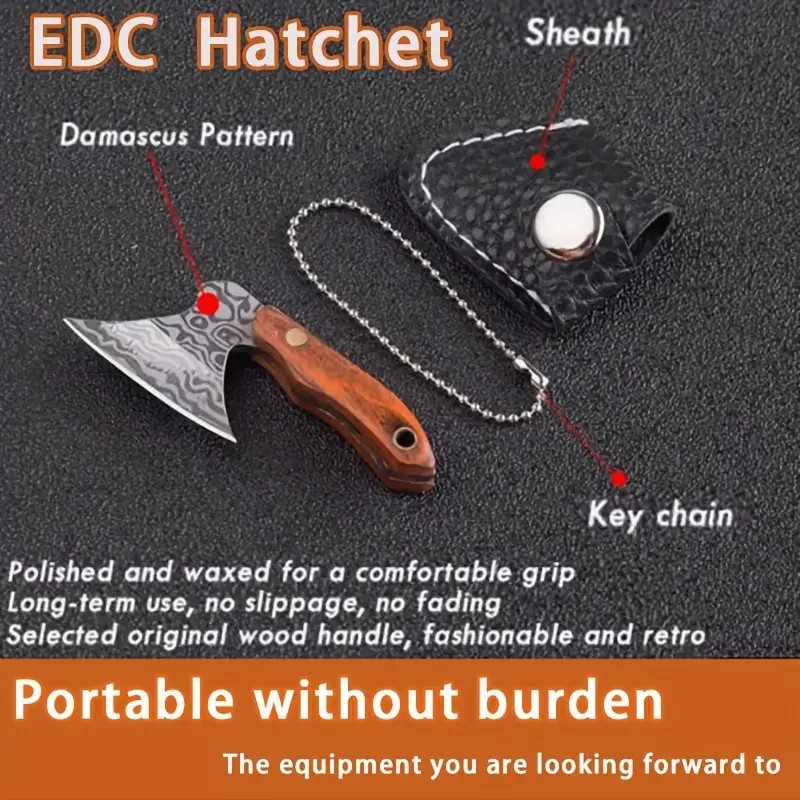 Mini EDC Small Axe Stainless Steel Portable Key Chain, Small Gift for Men