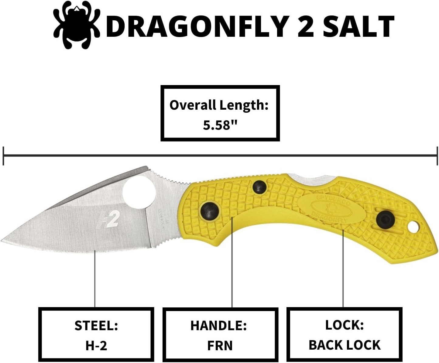 Spyderco Dragonfly 2 Lightweight Salt Folding Knife – Yellow Free-Shipping