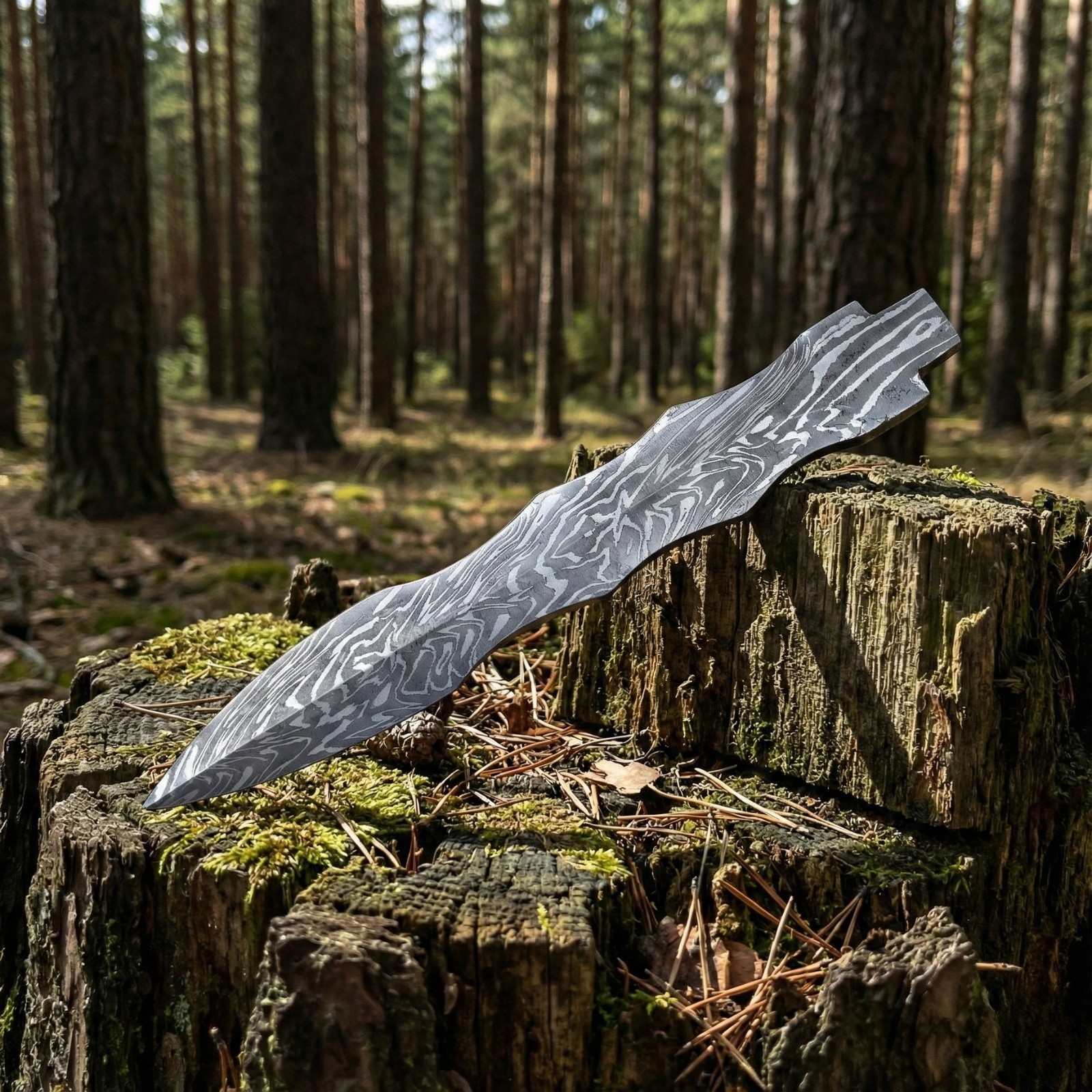 USA Sword & Blade Armory Damascus Steel Wavy Dagger Blank 11″ Knife Making DIY