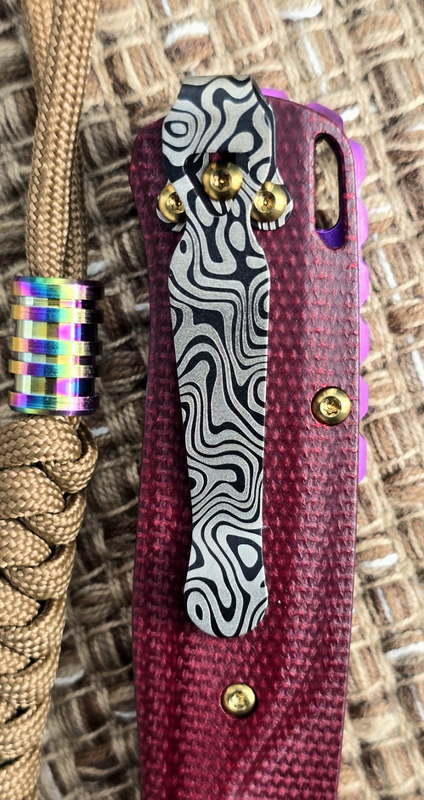 Benchmade 535GRY-1 Bugout – S30V 3.24″ Micarta CUSTOM «RED Velvet» + TITANIUM x5