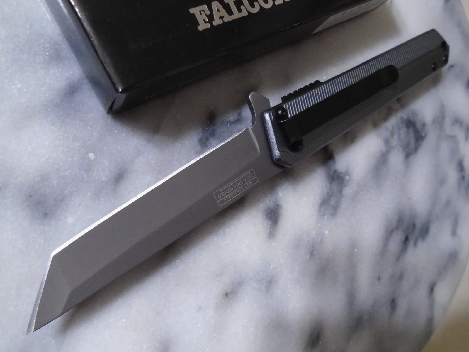 Falcon Assisted Open Tanto Pocket Knife Gray 440 Folder KS1315GY 8.20″ OA New