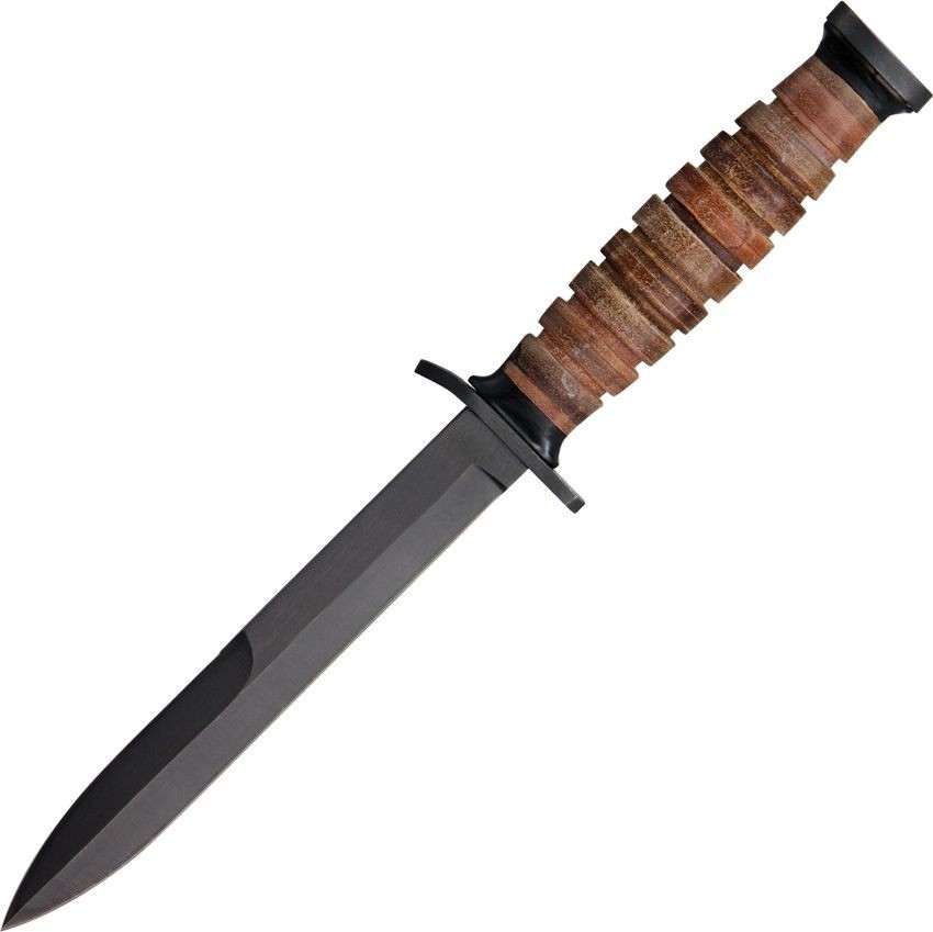 WWII M3 Trench Fighting Combat Knife Stacked Leather Tactical Reproduction