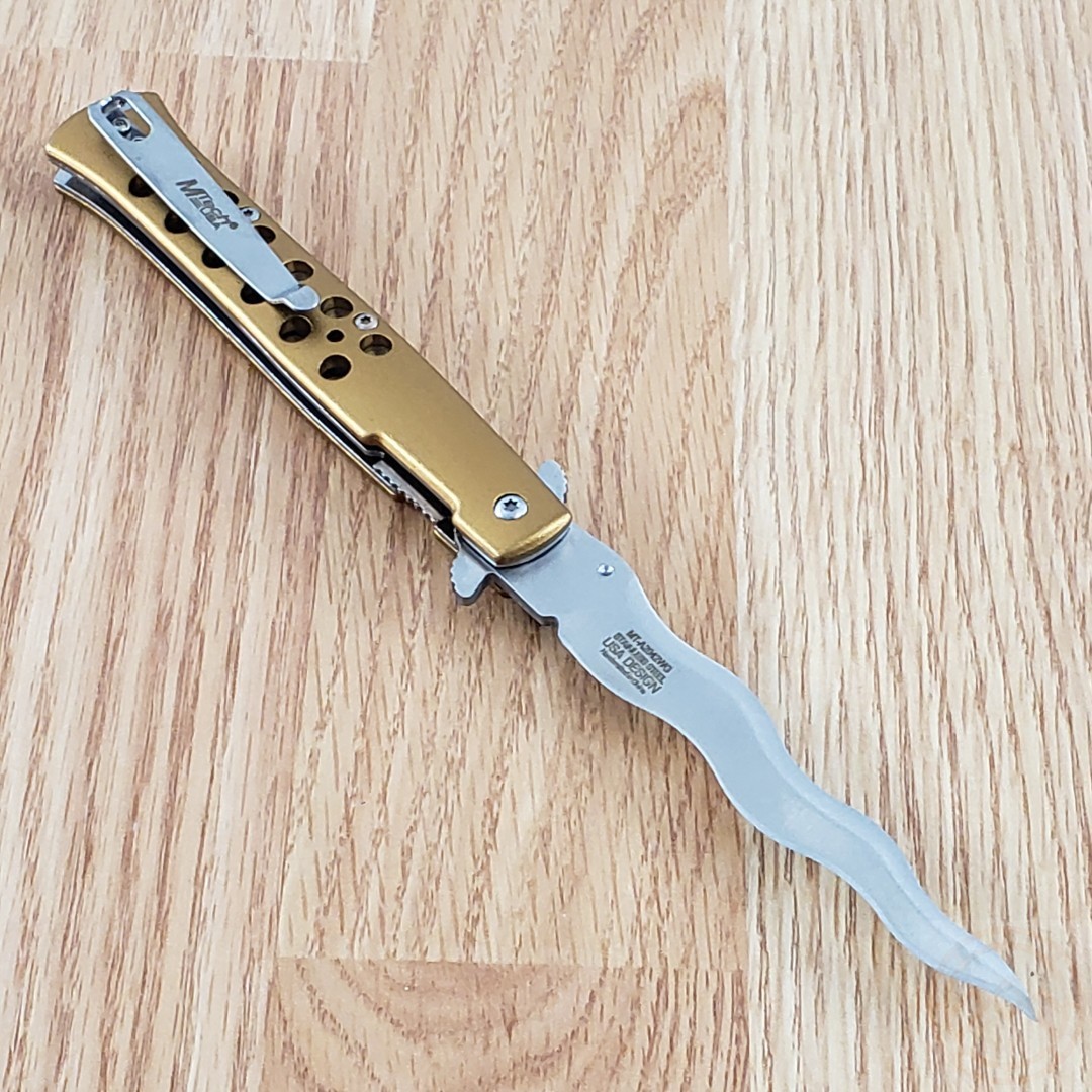 MTech Spring Assisted Folding Knife 4″ 3Cr13MoV Steel Wavy Blade Aluminum Handle