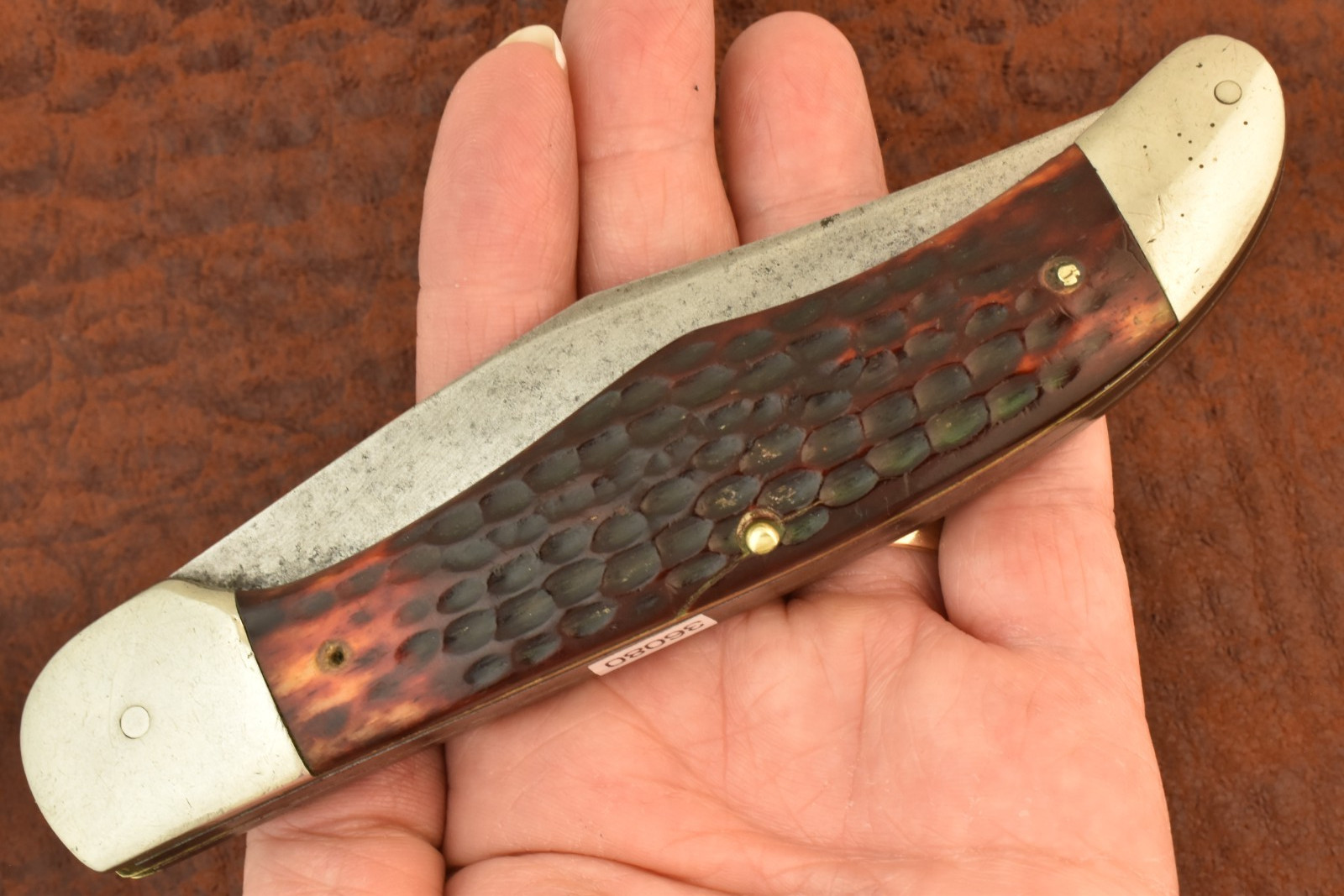 VINTAGE CASE XX 1940-1964 RED BONE JUMBO FOLDING HUNTER KNIFE 6265 SAB (36080)