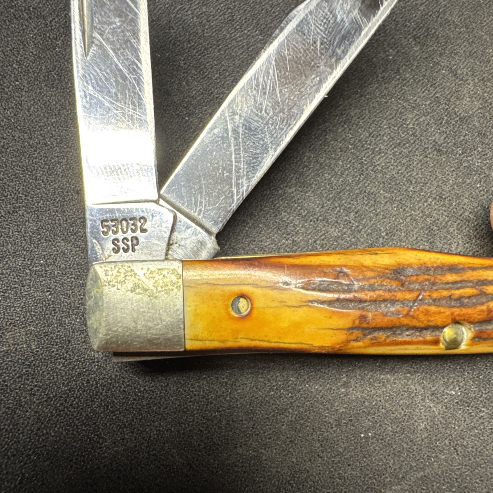 CASE 53032 SSP 6 DOT 1984 STAG STOCKMAN KNIFE 3 BLADE