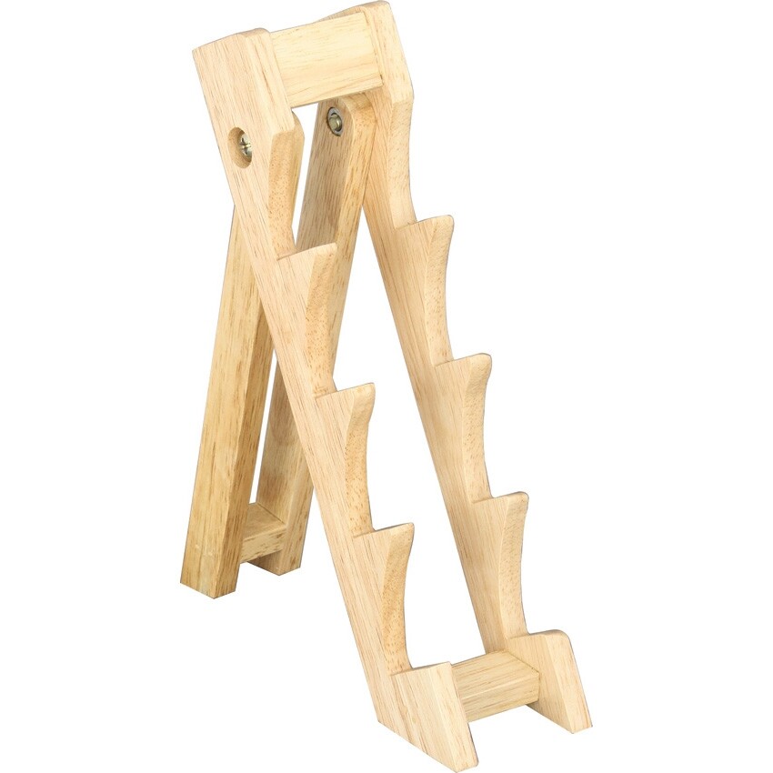 Knife Display Stand Light Finish Wood One Piece Construction Holds Four Knives
