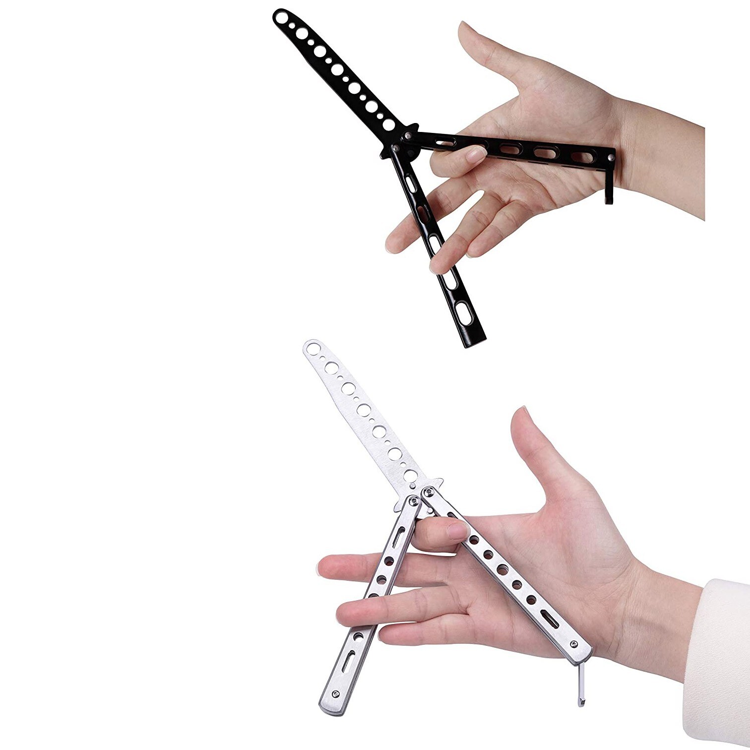 Butterfly Trainer Training Dull Knife Tool Black Silver Metal Practice