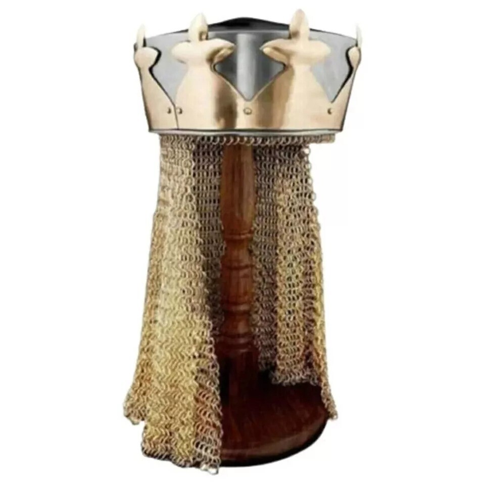 Monty Python King Arthur Helmet, Armor Helmet with Av Entail, Chain Mail Helmet