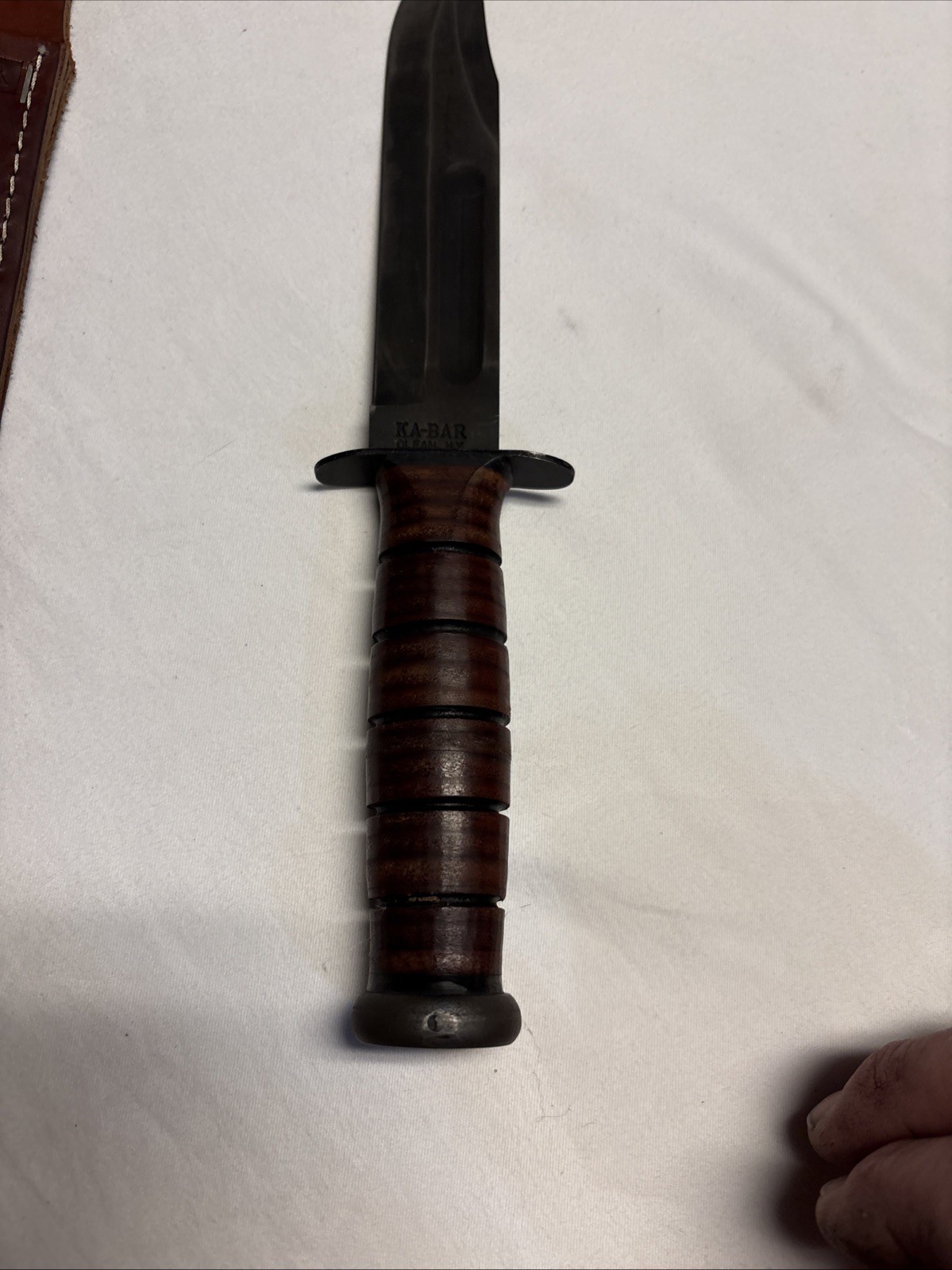 KA-BAR U.S.M.C. Military Fixed Blade Fighting Knife Leather Sheath Olean NY 1217