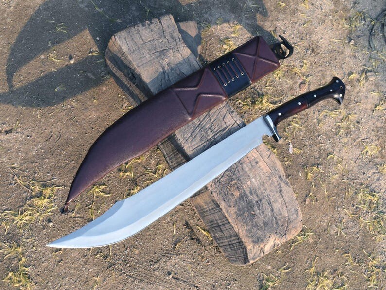 Custom Handmade Carbon Steel Blade Tactical Machete Sword| Hunting sword Camping