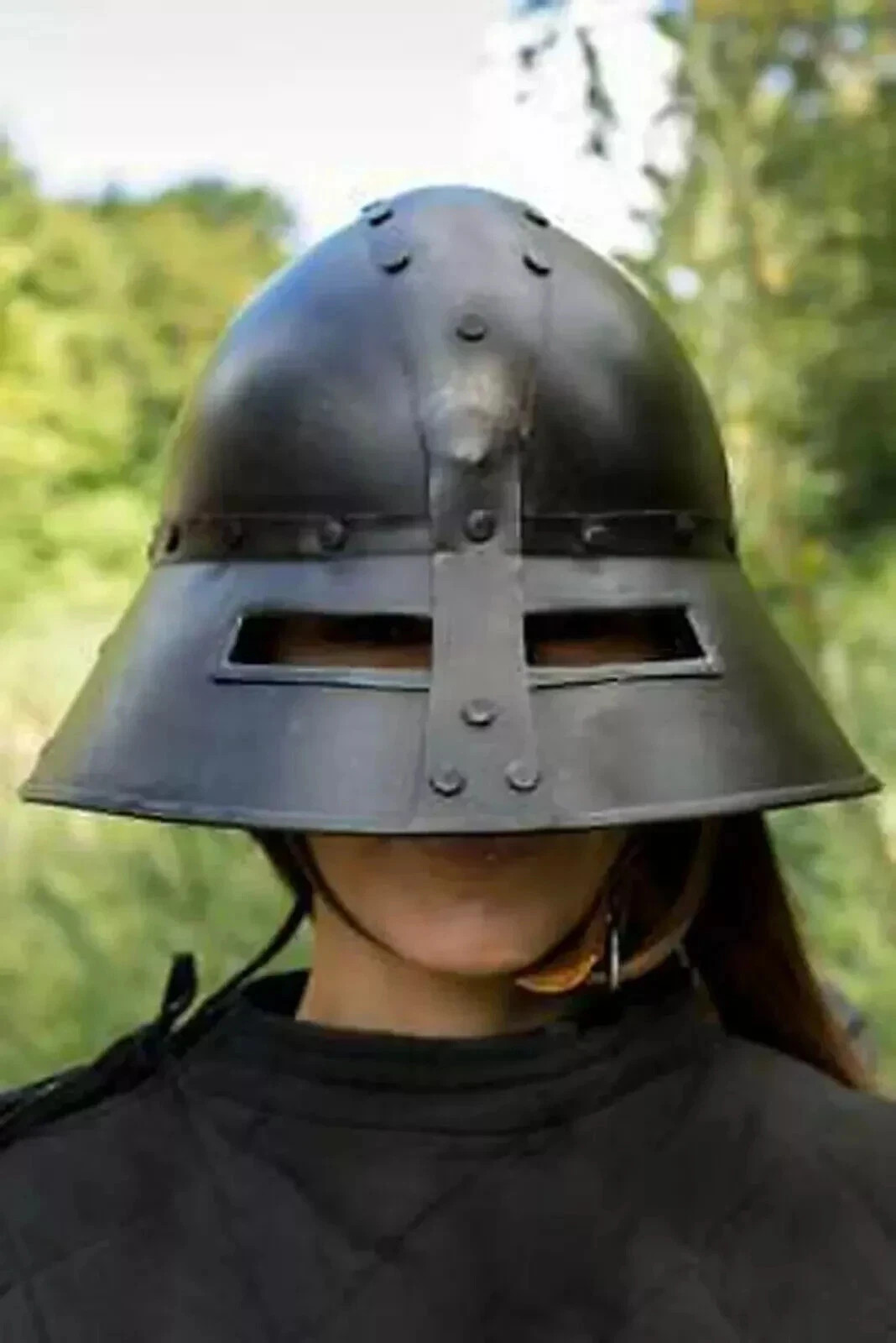 Medieval LARP 18ga Dark Steel Guardsman Helmet Knight Warrior Kettle Helmet Gift
