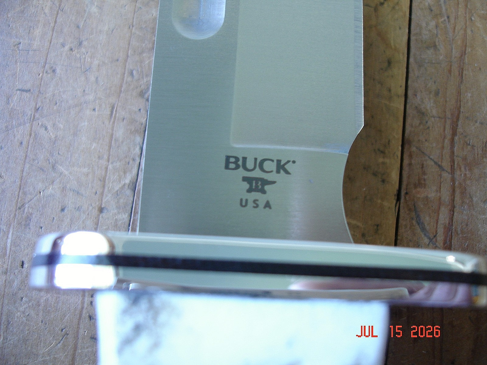 NIB BUCK KNIFE 119 CKS SPECIAL BOS MAGNACUT BLADE ELK ANTLER HANDLE BROWN SHEATH