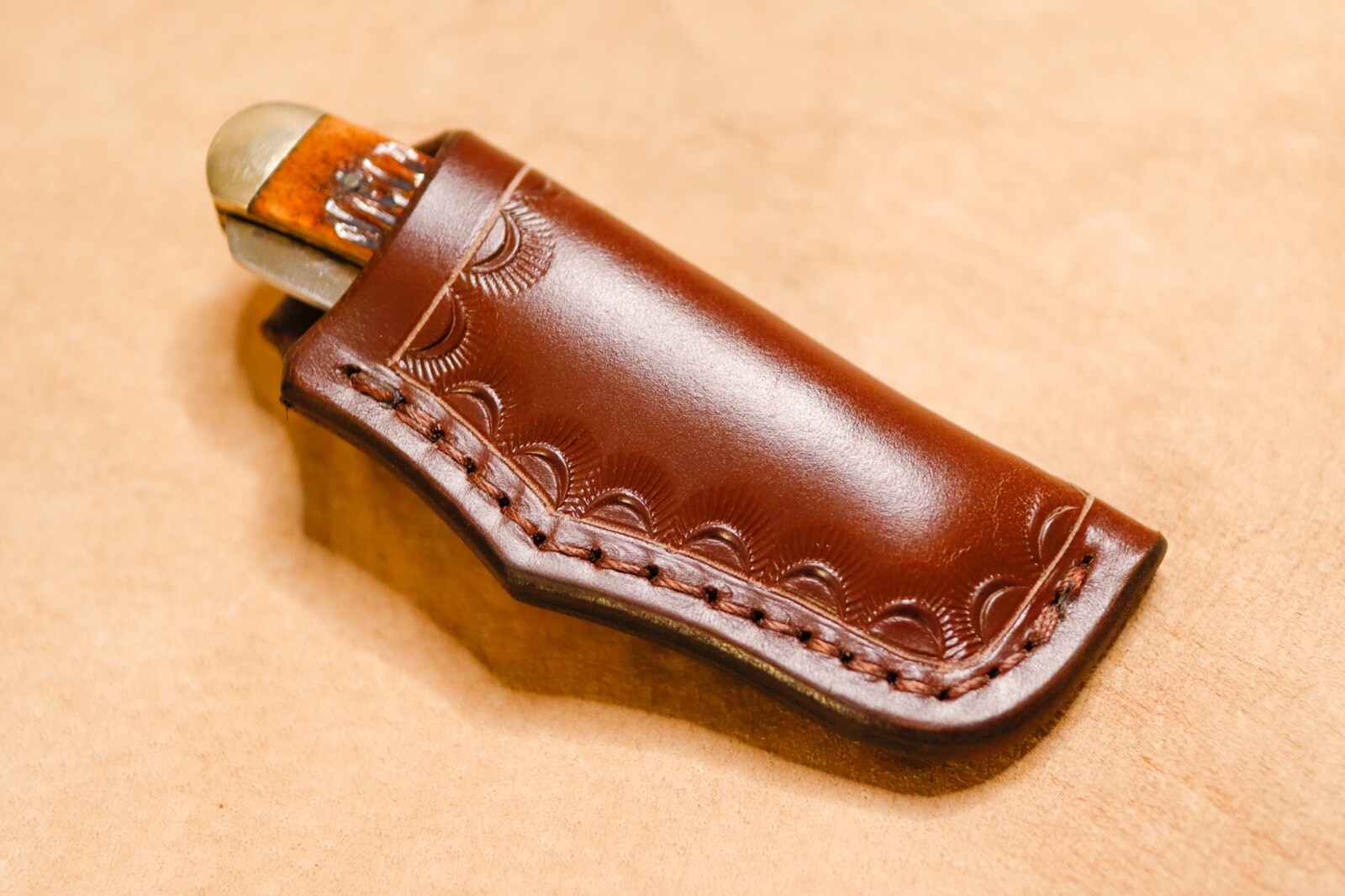 Custom Leather Sheath for 4″ Trapper