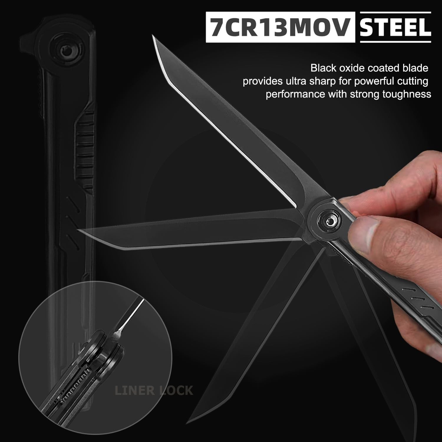 EDC Pocket Knife for Men, Tanto Folding Knives with Clip, Slim Gentleman’s Kn…