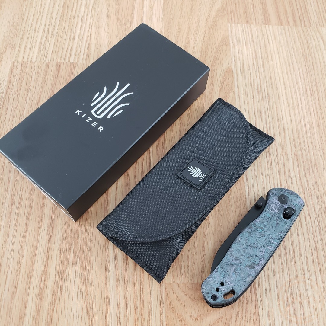 Kizer Cutlery Drop Bear Folding Knife 3″ S35VN Steel Blade Carbon Fiber Handle