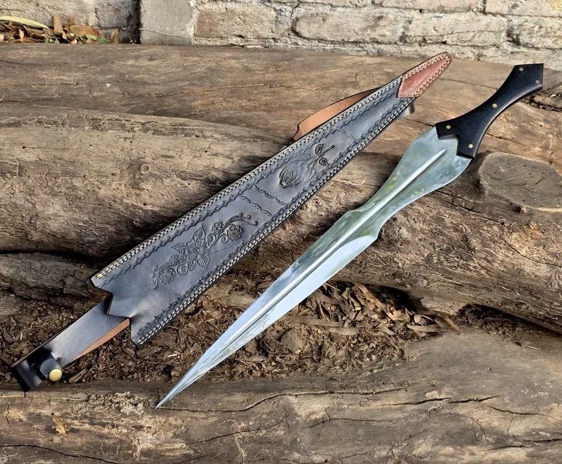 Achilles Greek Sword Replica, 26-Inch, 1095 Steel with Blood Grooves, Micarta