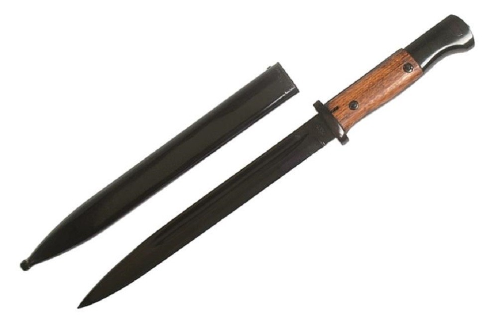 German WWII Mauser Kar 98 Bayonet w/ Scabbard, Wood Grips, K98 NEW Reproduction