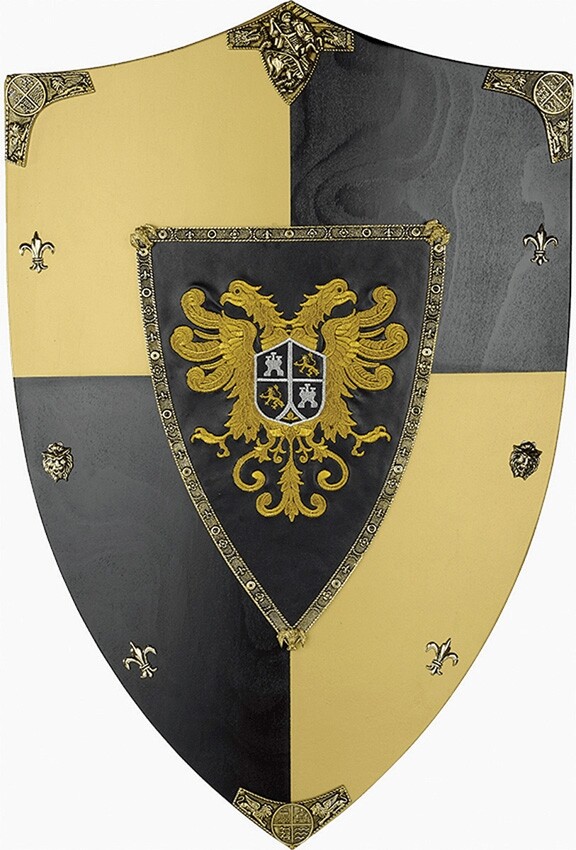 Art Gladius Toledo Eagle Shield Wood Construction / Brass Finished Metal Accents