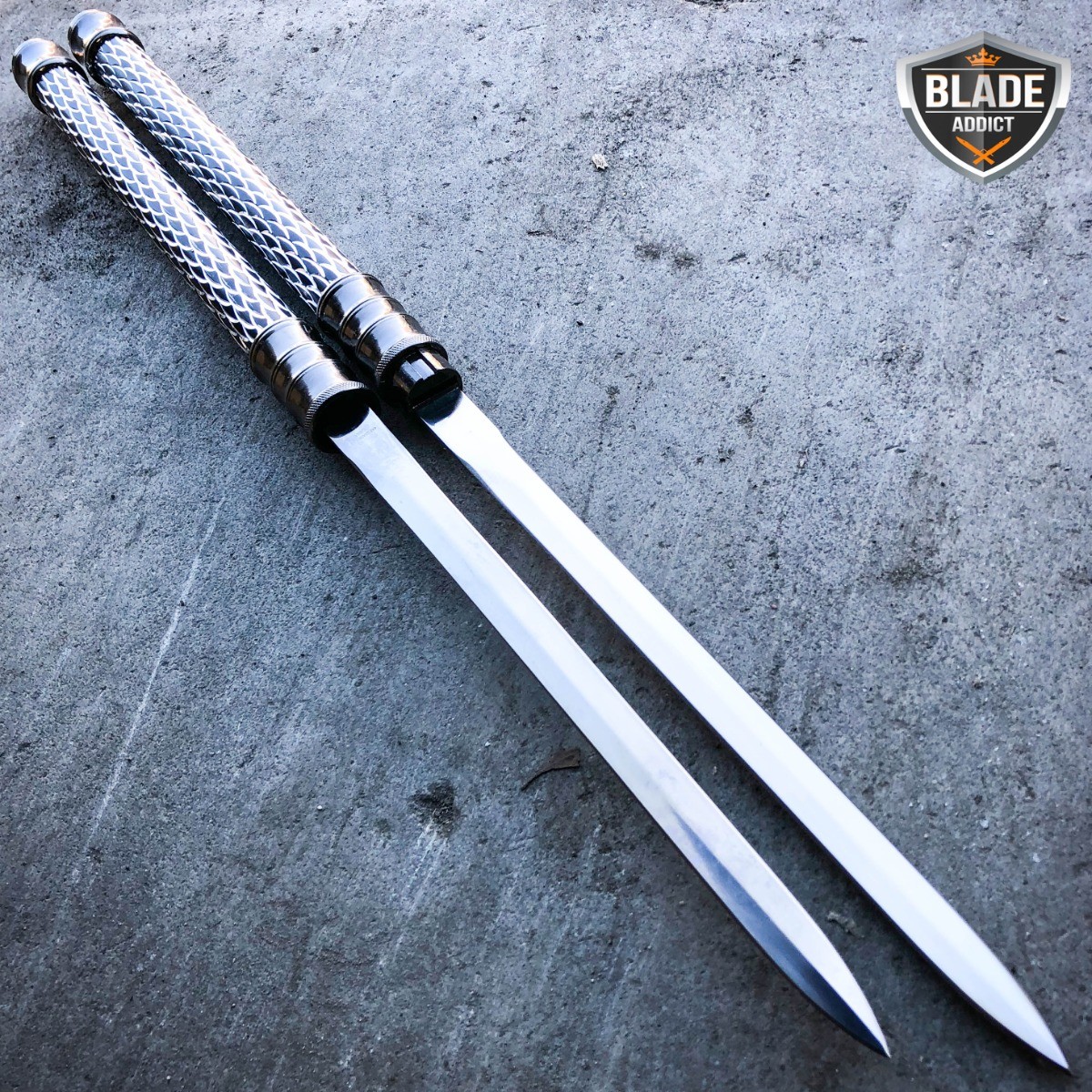 25″ NINJA SAMURAI Dual Blade TWIN SWORDS Katana Japanese Combat COSPLAY Knife