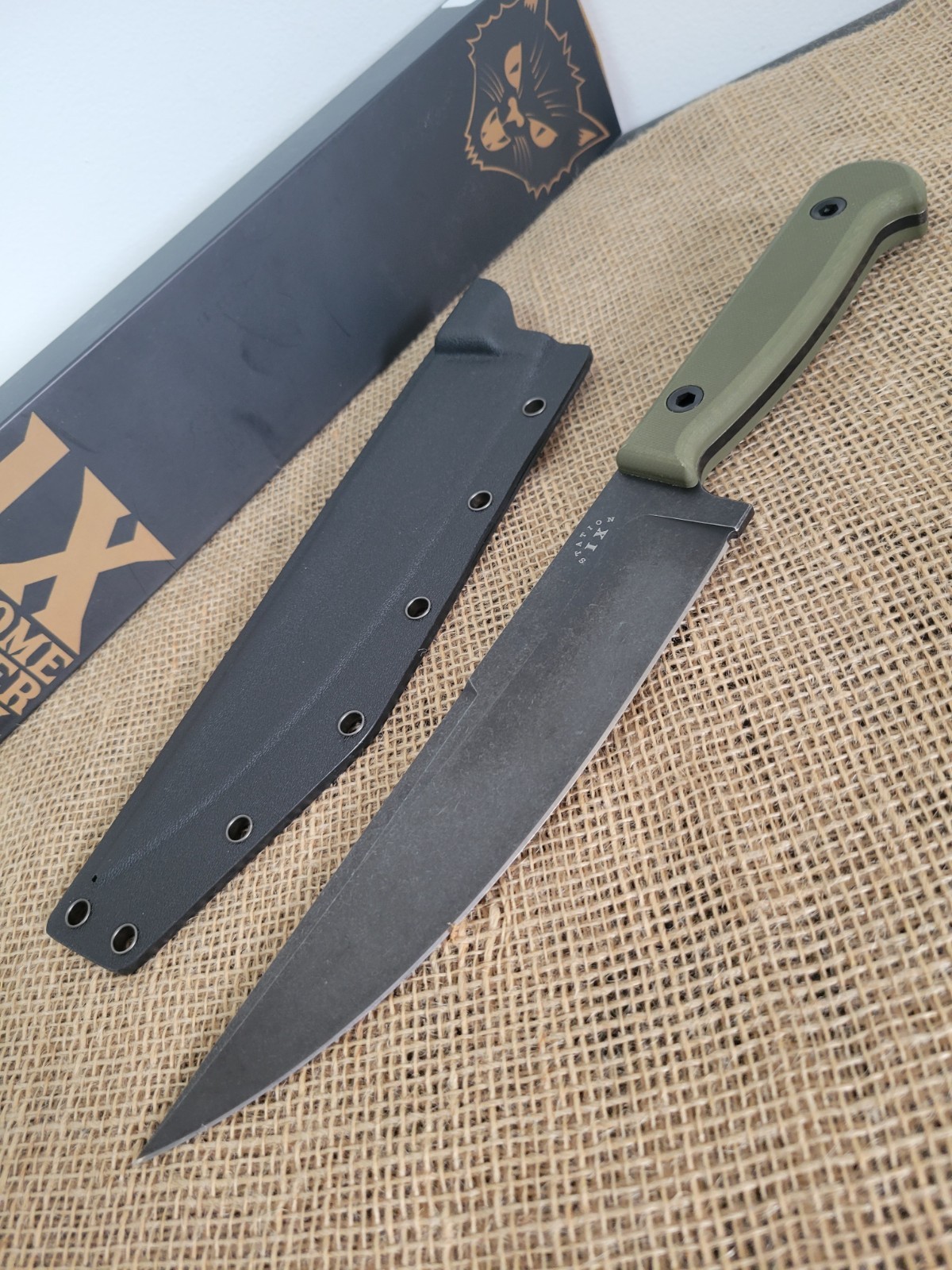 Station IX The Partisan Fixed Knife 8″ 1095HC Steel Blade Green Micarta Handle
