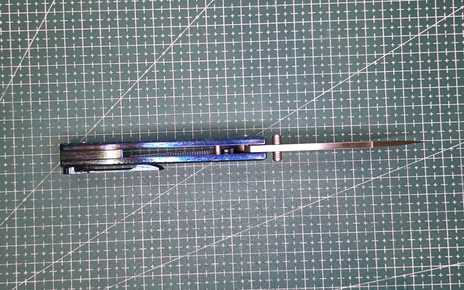 Chaves Scapegoat Blue Titanium Handle Frame Lock Drop Point Plain Edge w/ Clip