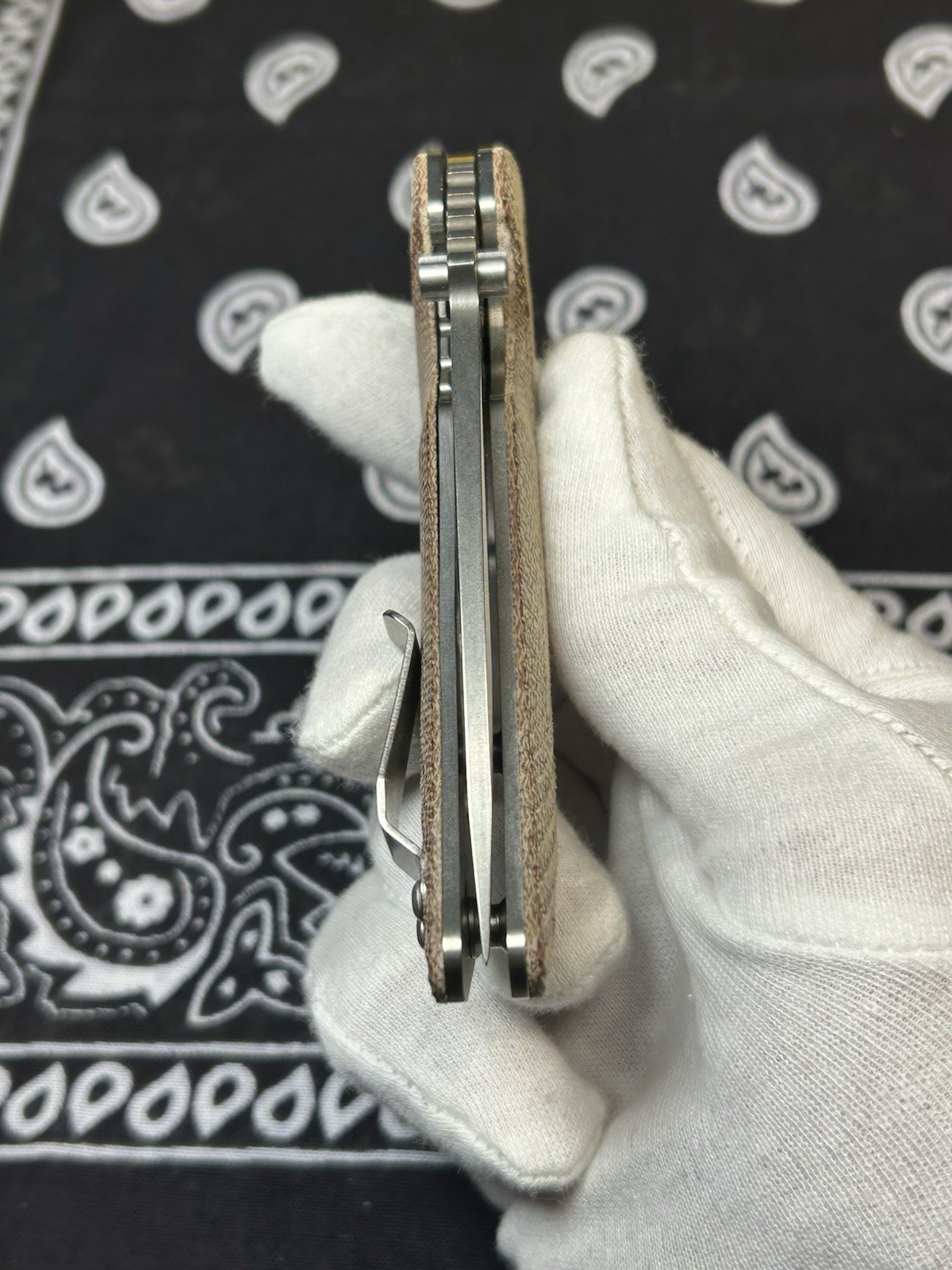 🔥New Southern Grind Spider Monkey Natural Micarta And Titanium Liners S35VN #2