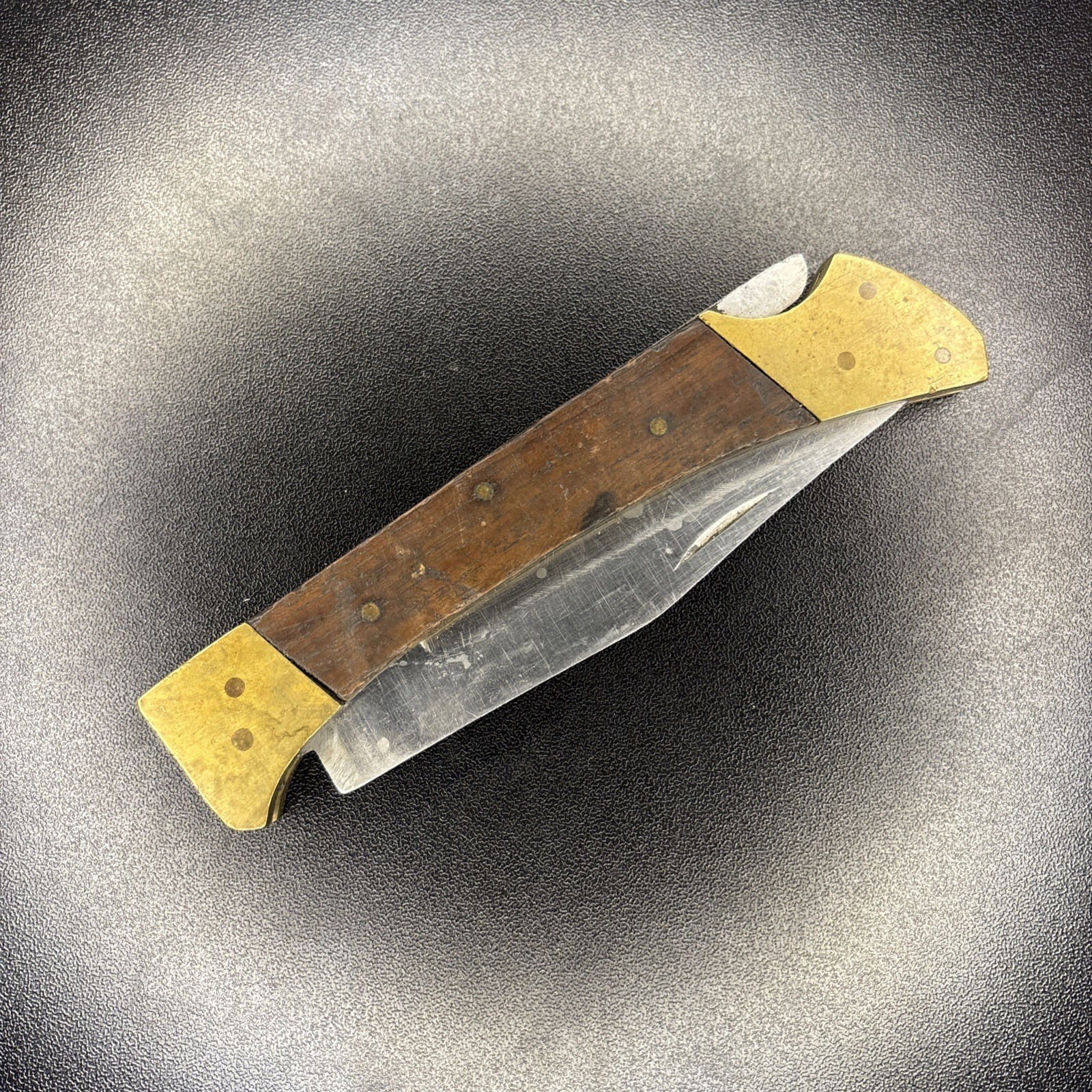 Vintage Brass And Wood Folding Pocket Knife Stainless Pakistan 5”