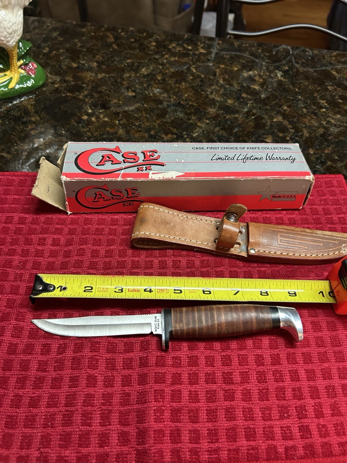 Case XX, 3 FINN SS, 1992, Fixed Blade Knife, With Leather Sheath, Original Box