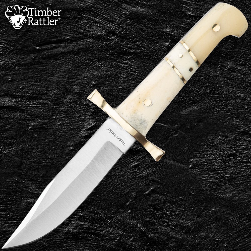 Timber Rattler 2-Piece Bowie Knife Set | Camel Bone Handles | 12″ and 8″ Overall