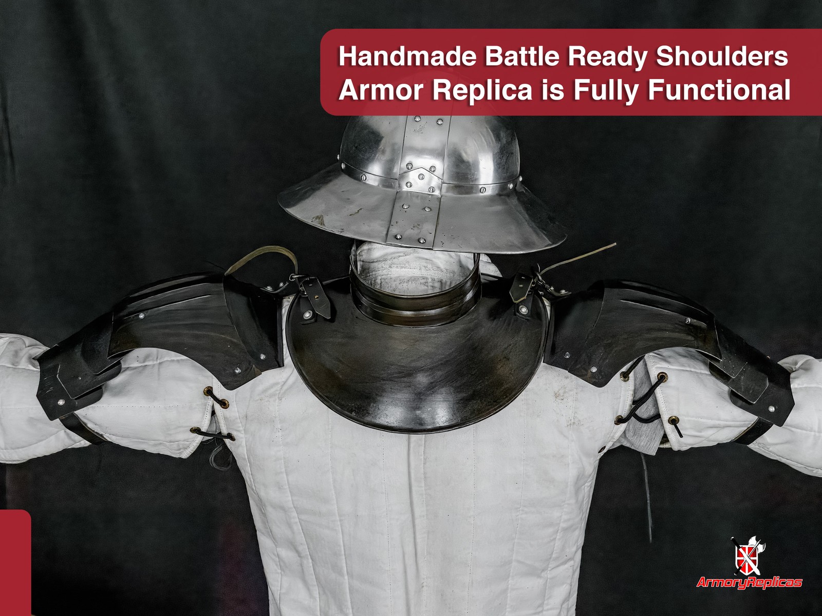 Medieval Iron Gorget Spaulders Arm Shoulder Set Viking Crusader Larp Pauldrons