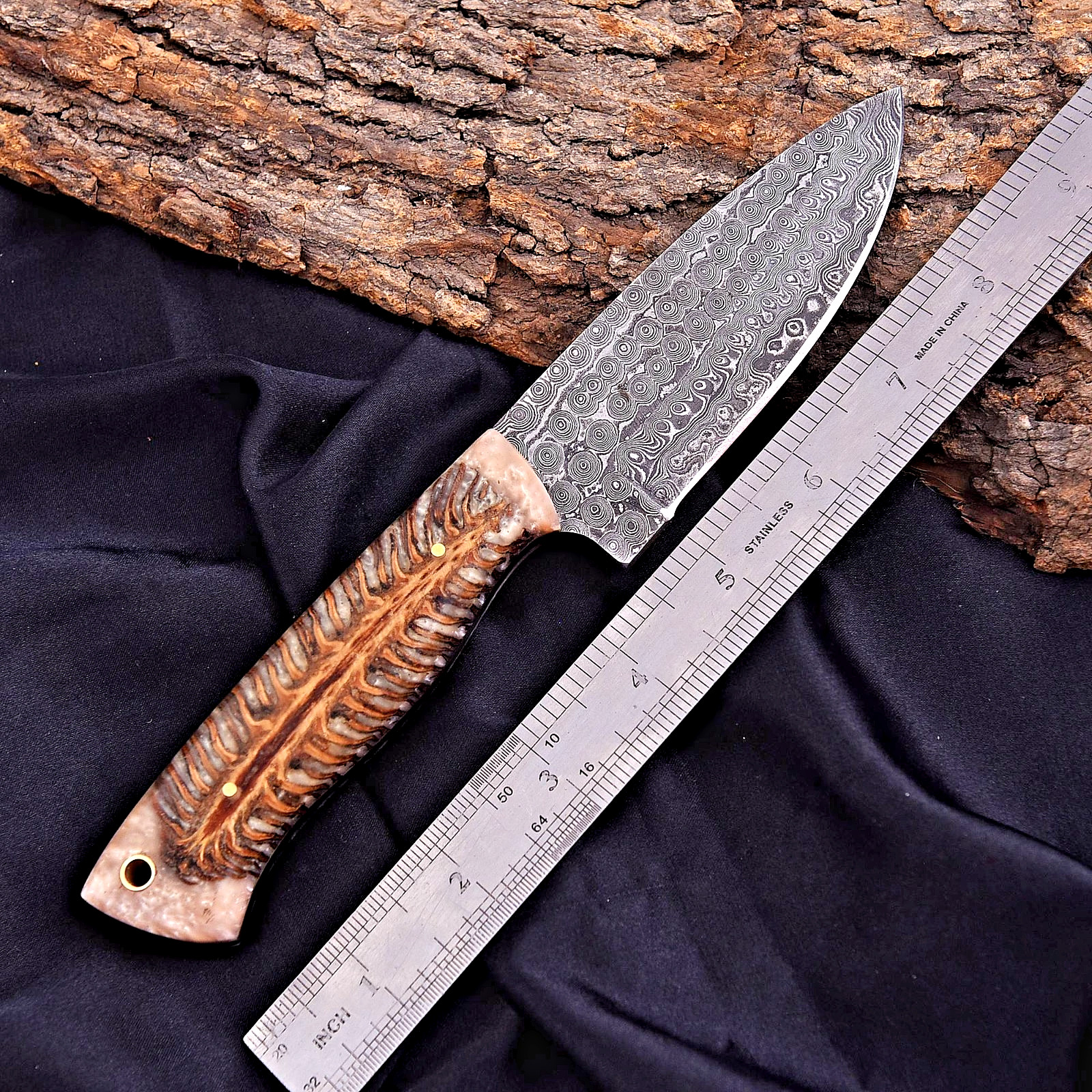 Custom HandMade Forged Damascus Steel Blade Hunting Survival Knife 2934