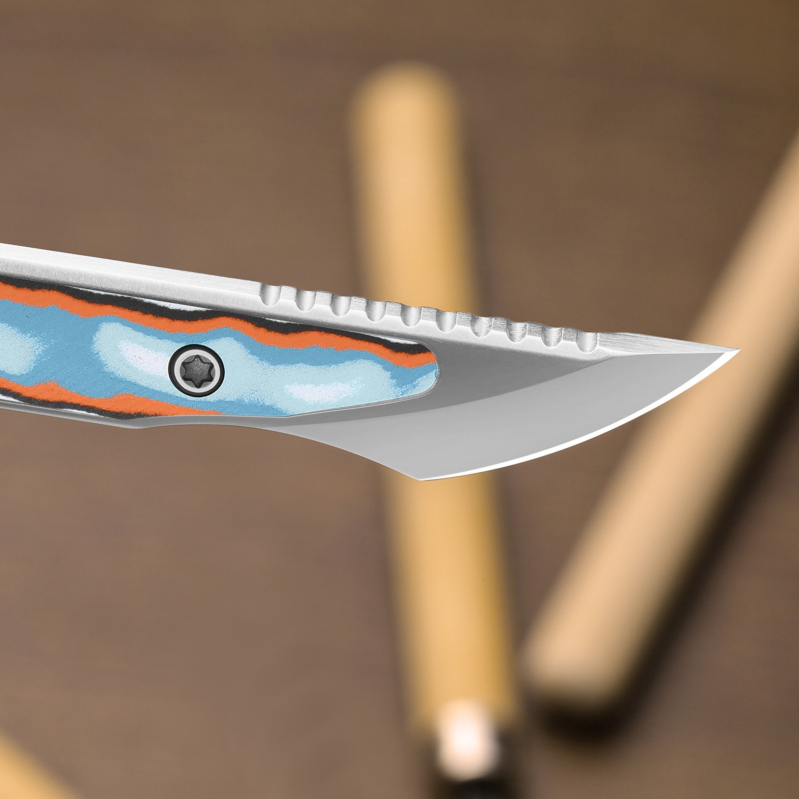 Kizer Cannoli Keychain Fixed Knife AUS-10 Blade Micarta Handle + Sheath 1089A1
