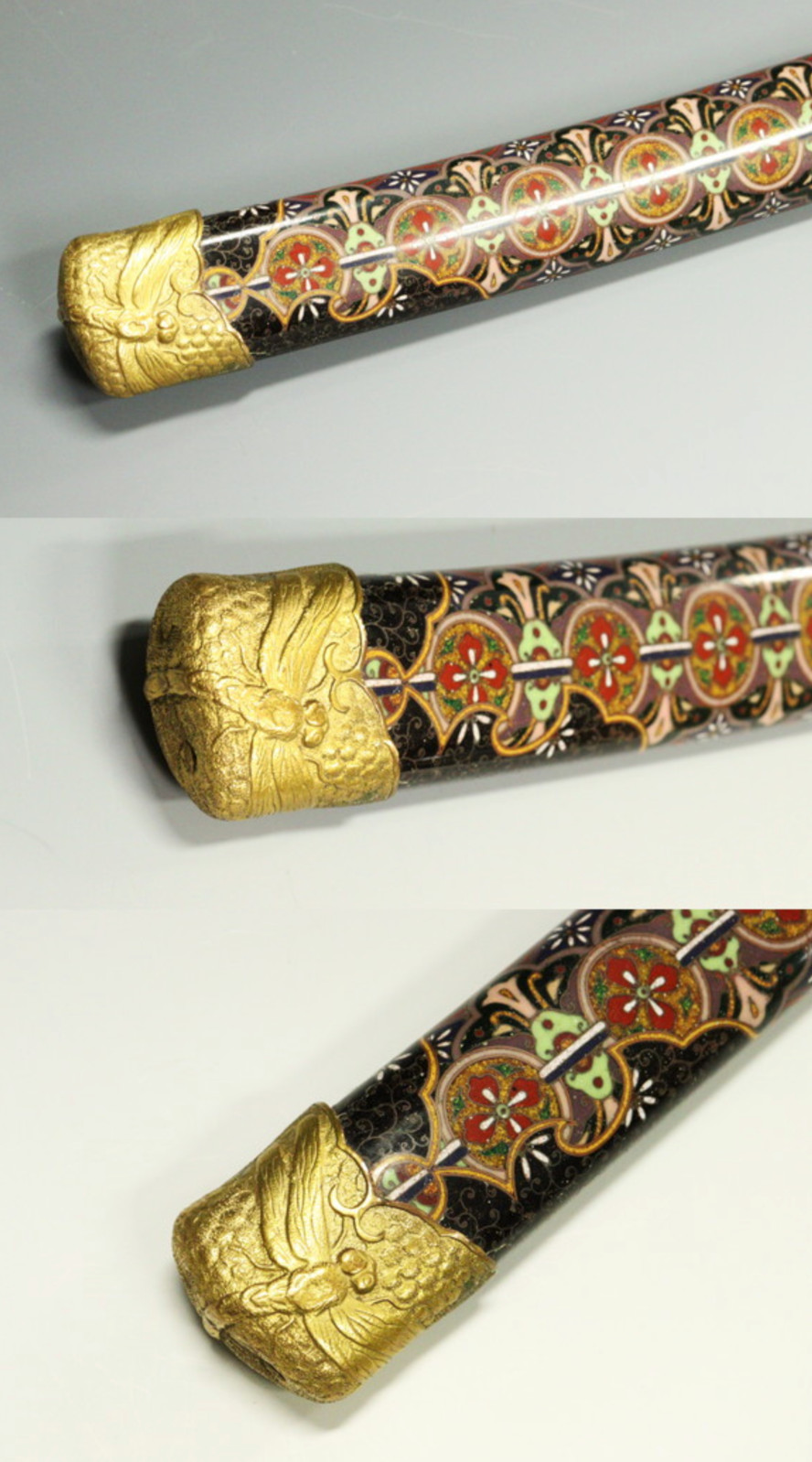 Museum Samurai Tachi Koshirae Gold Maki-e Pearl Inlay For 13mm Thick Sword Mount