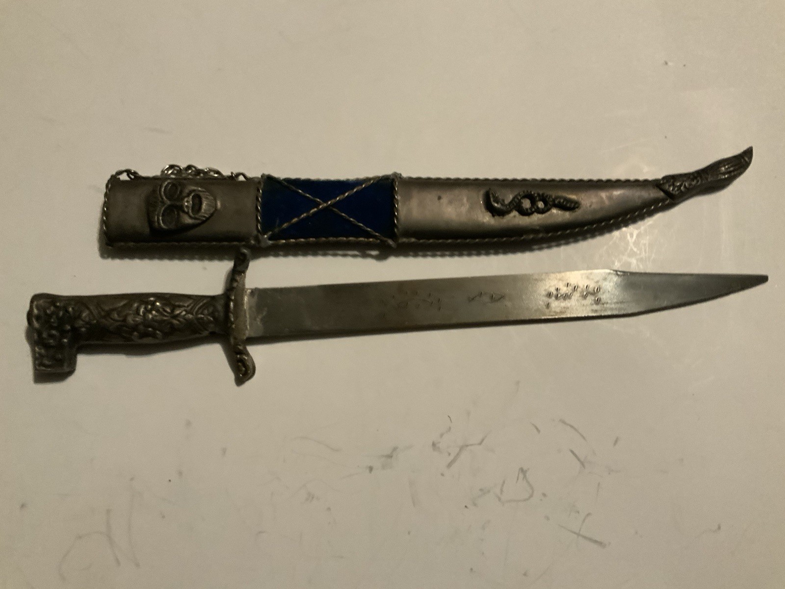 Vintage Greek Dagger Blue Marked 1821 On Blade