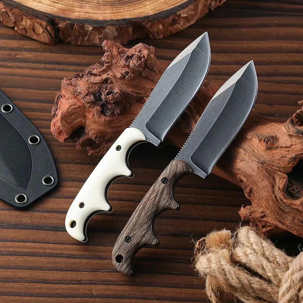 Stainless Steel Full Tang Tactical Fixed Blade Knife EDC Pocket Knife + Sheath