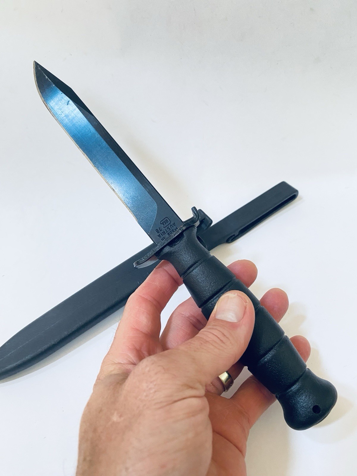 Glock 78 Knife Field Black FM 78 Model 12161 FM78 Snap In Hard Sheath Bayonet