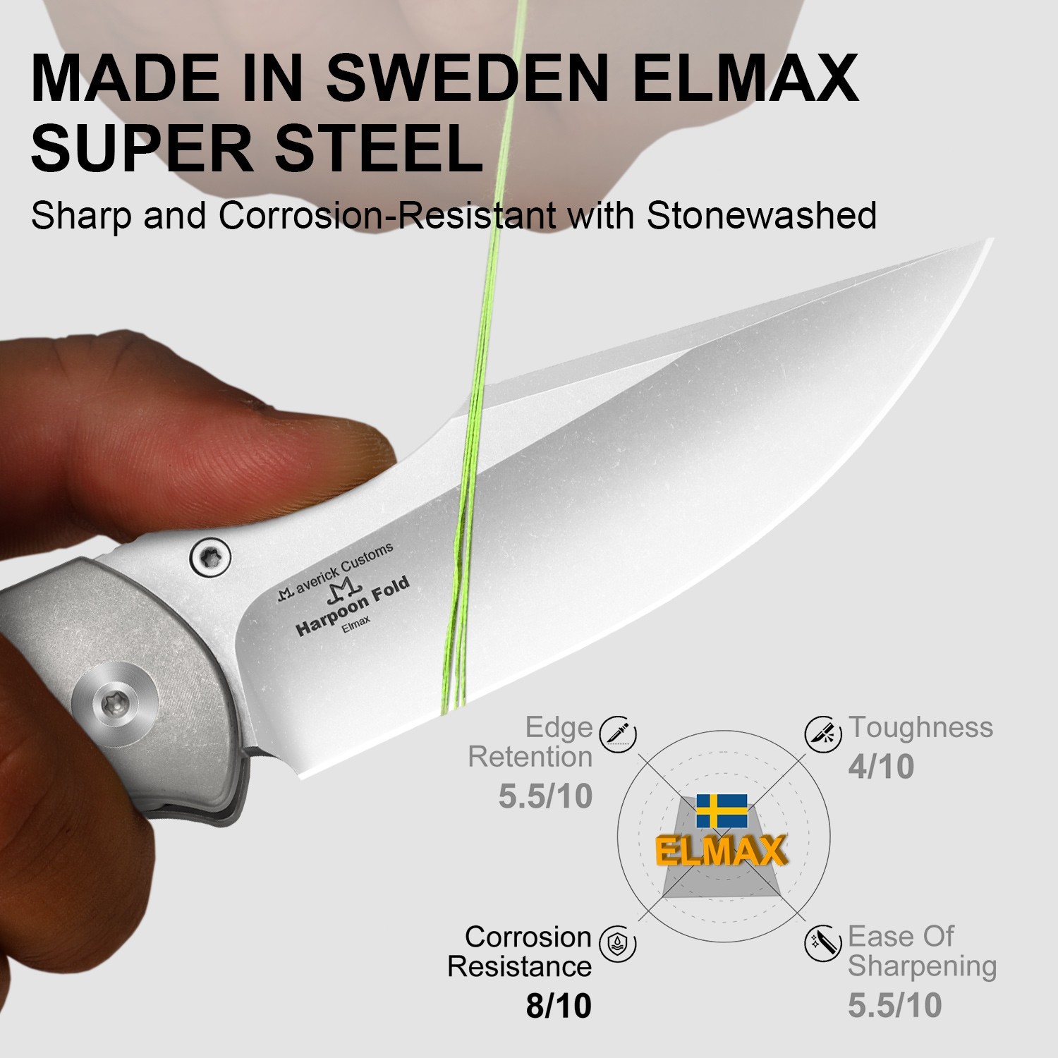 Kizer Harpoon Fold Folding Pocket Knife Elmax Blade Titanium Handle Ki4784A1