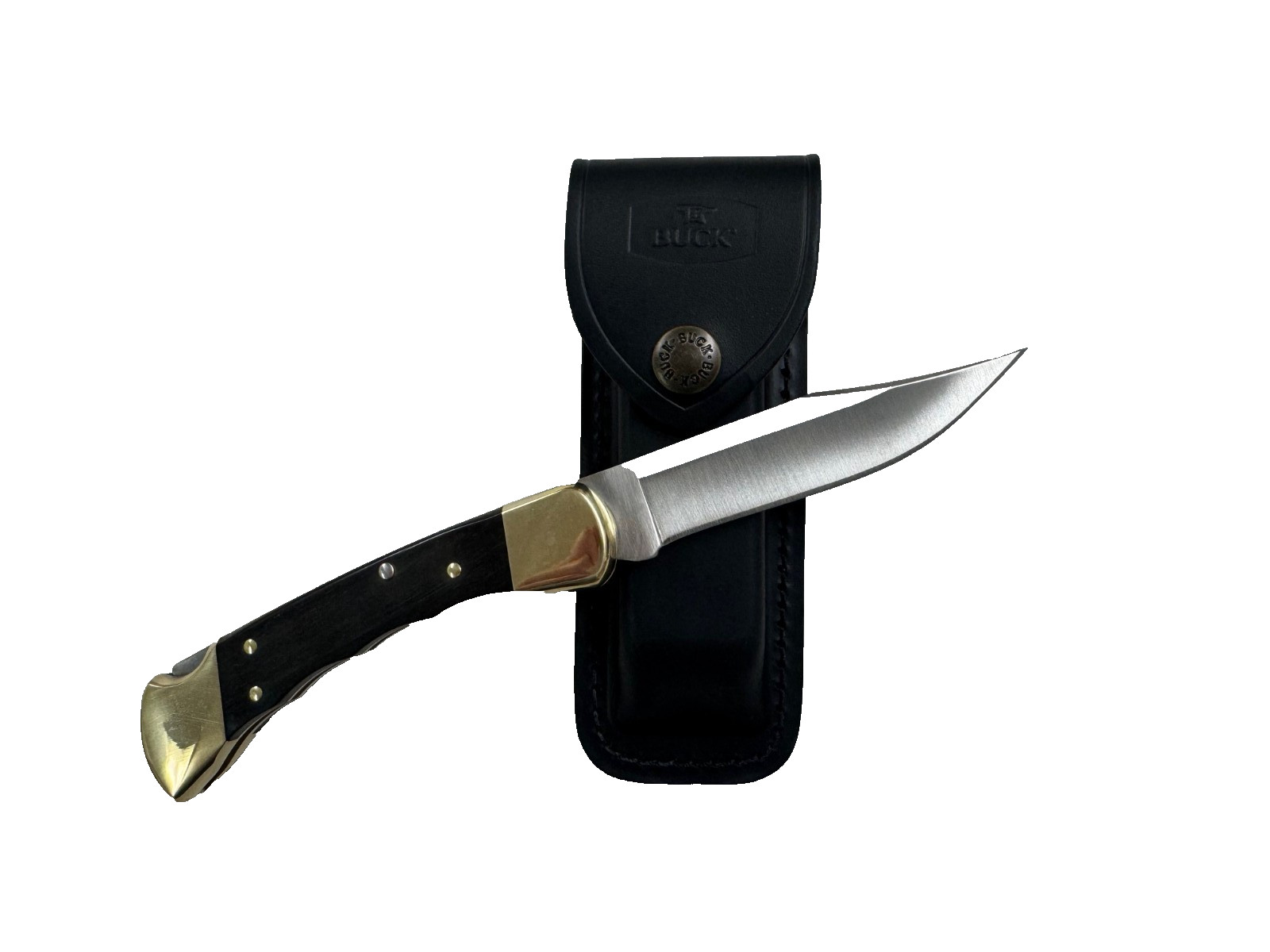 Buck 110 Folding Hunter Finger Grooved Knife Manual w/ Sheath 0110BRSFG-B