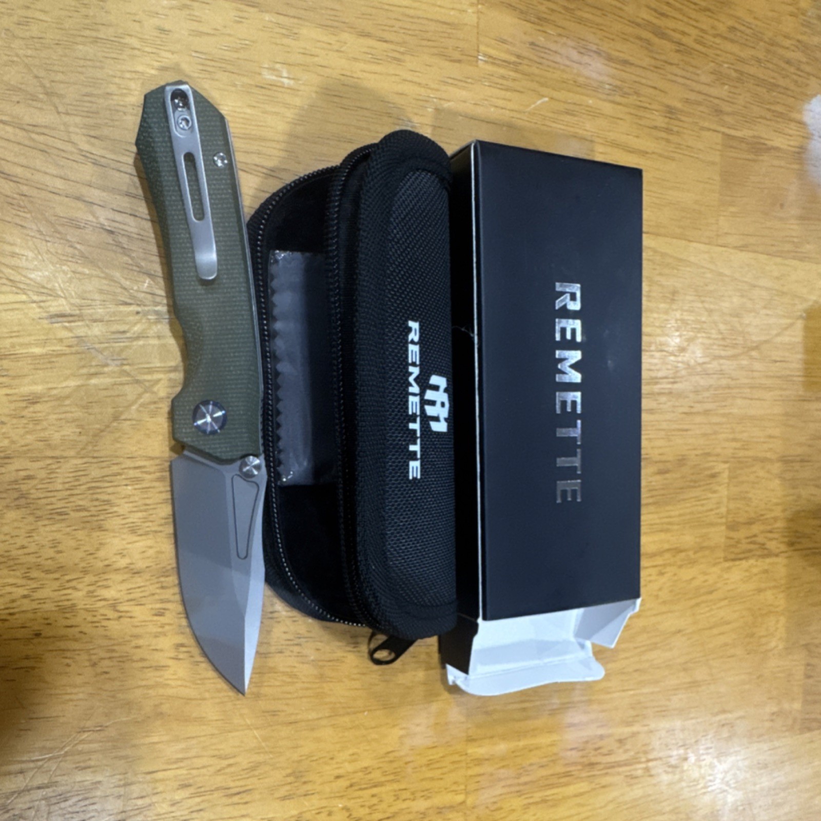 Remette Rhino MC25A Pocketknife Tanto Plain 2.76-4in Liner Micarta Clip