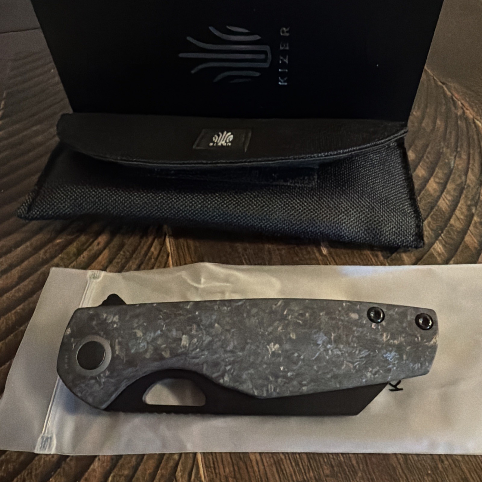 Kizer Sparrow Folding Knife S45VN Blade Titanium Carbon Fiber handle & EXTRAS