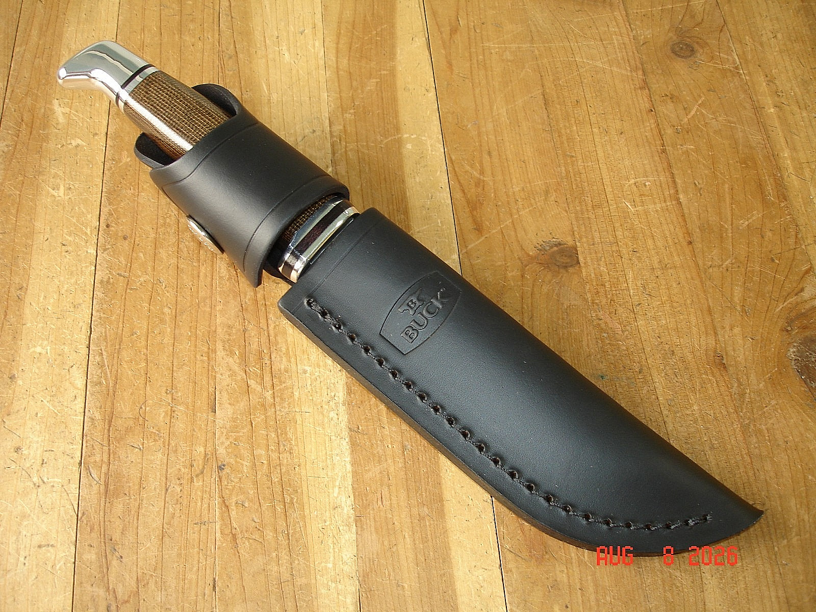 NIB FB BUCK KNIFE 117 BRAHMA BOS MAGNACUT BLADE 102 SIZE MICARTA HANDLE SHEATH