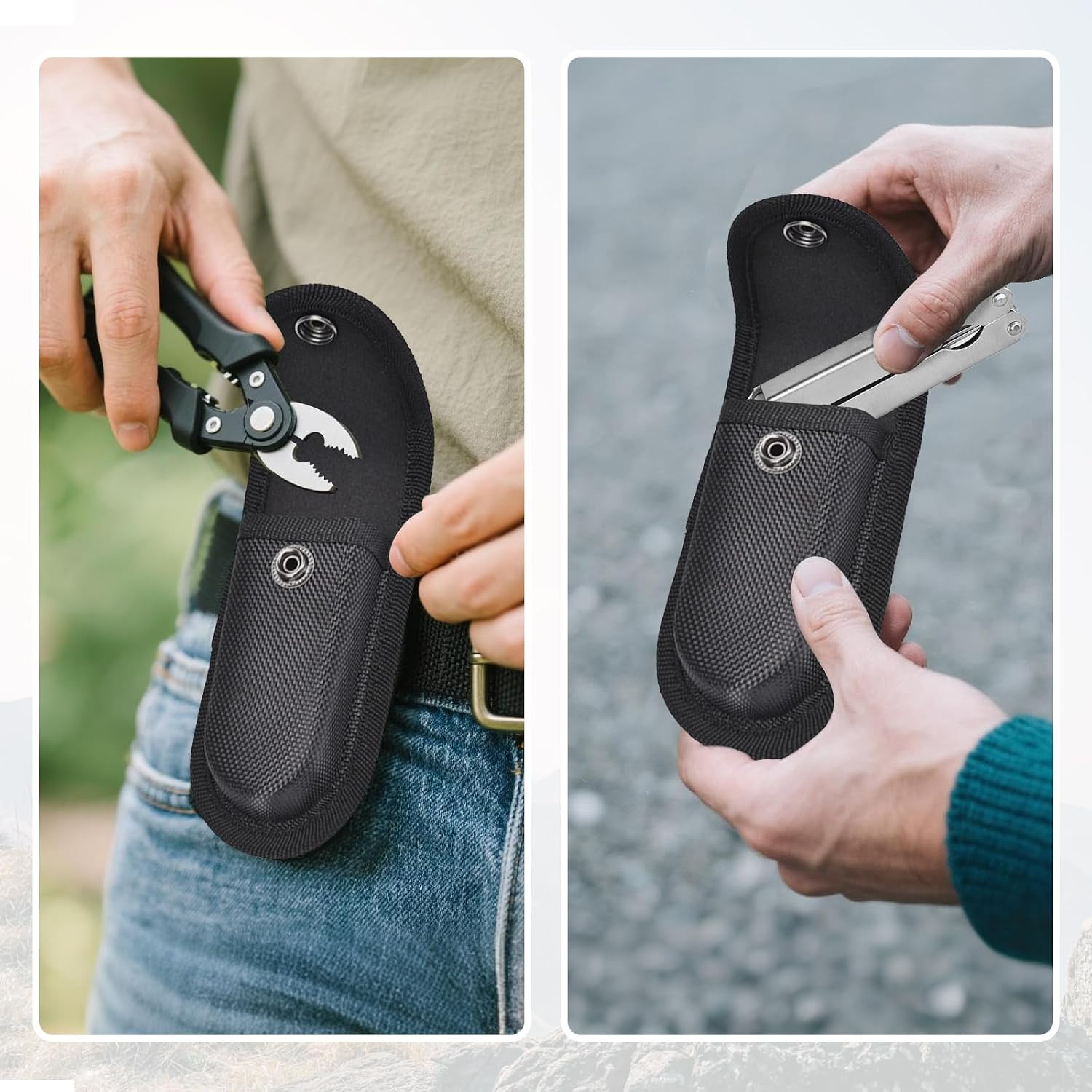 Nylon Pocket Knife Sheath, 5″-5.5″ Portable Knife Holder for Belt, Horizontal/Ve