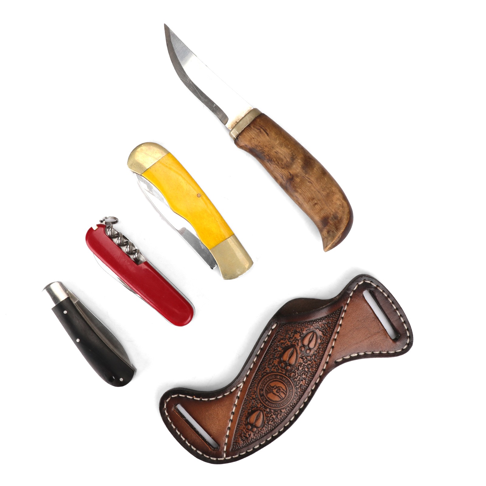 TOURBON Leather Fixed Blade Knife Sheath Slanted Pancake Belt Holster Hunting US